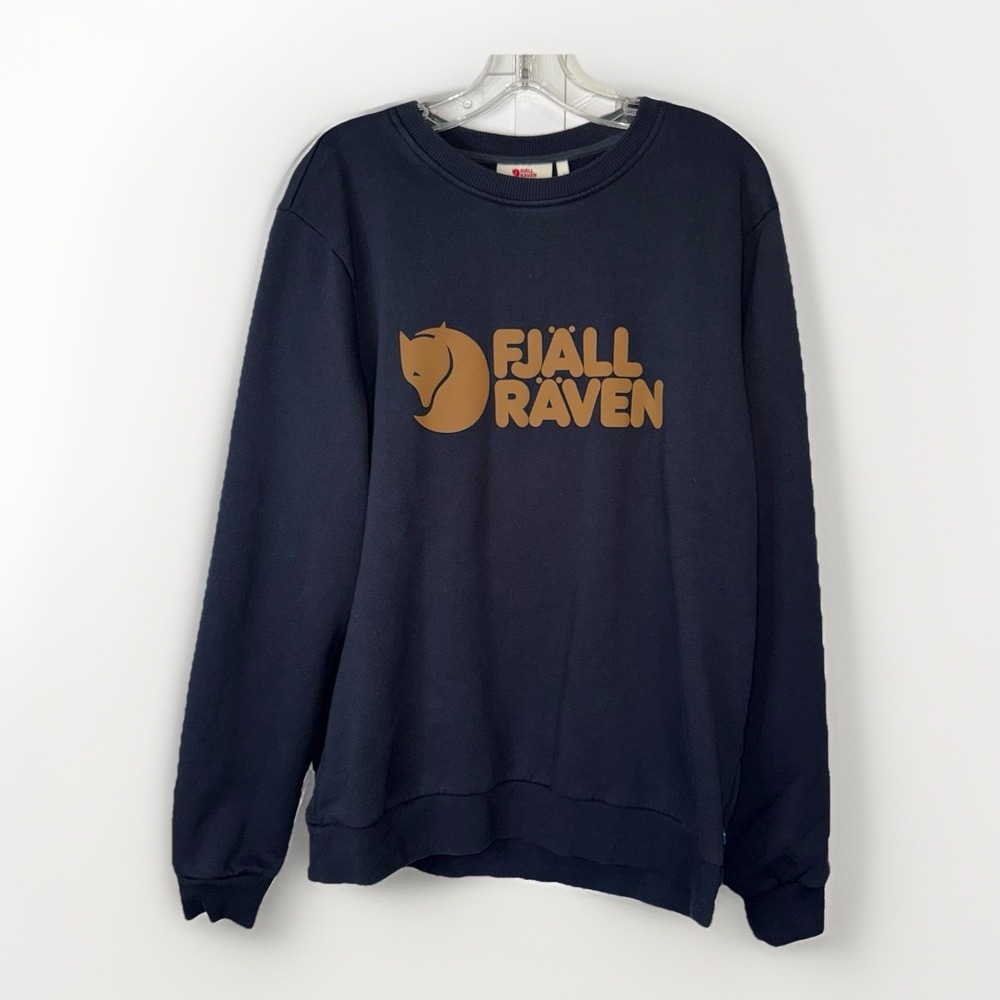 Fjallraven Logo Sweater Navy Crewneck Sweatshirt Mens Medium 100% Organic Cotton